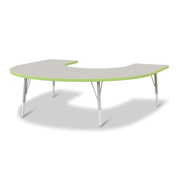 Berries Horseshoe Activity Table, 66 in. x 60 in., E-height, Freckled Gray/Key Lime/Gray